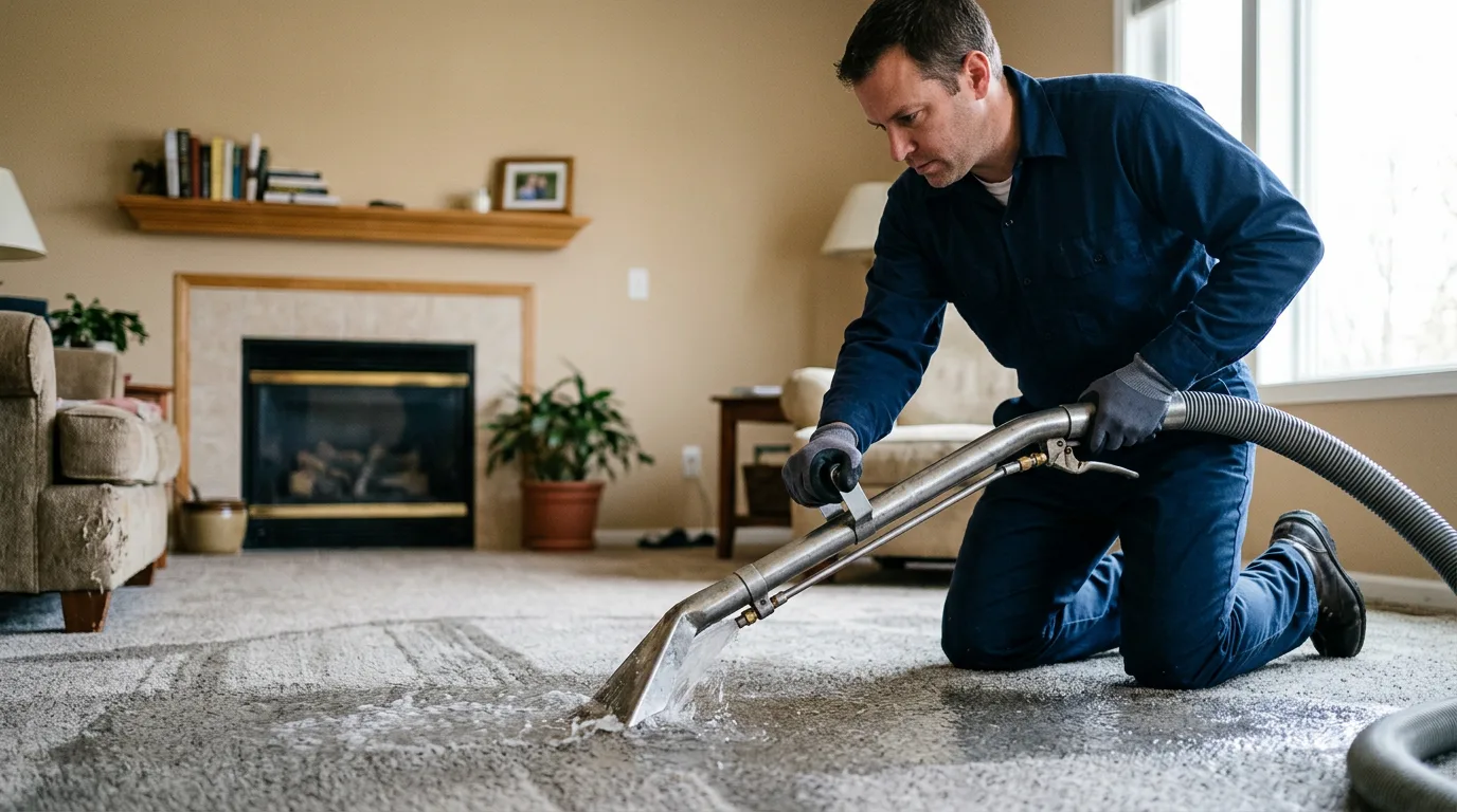 Water damage restoration technician working near Burnsville, NC